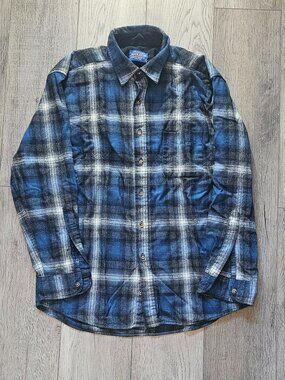 Pendleton 100% Wool Lined Mens Blue Plaid Long Sleeve Button Up Flannel Shirt L